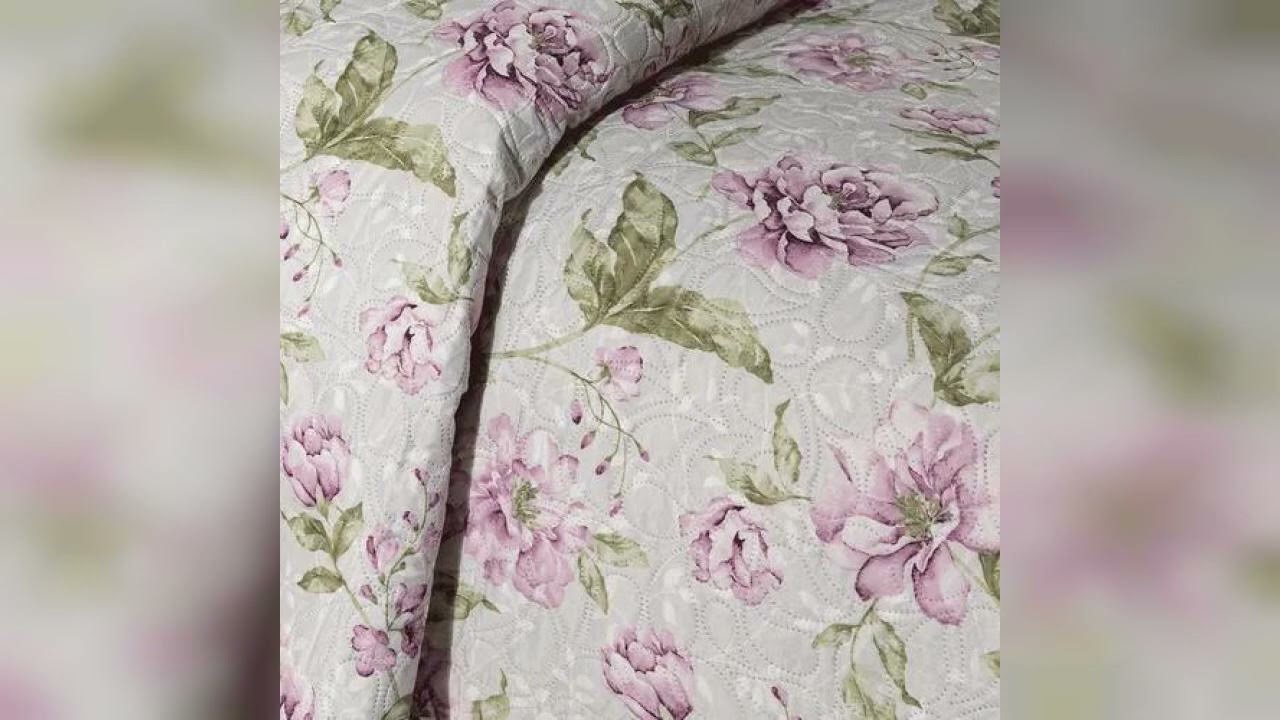 Review: Kit Cobre Leito Colcha Casal 3 Peças Boutis Dupla Face Matelado Victória Rosa