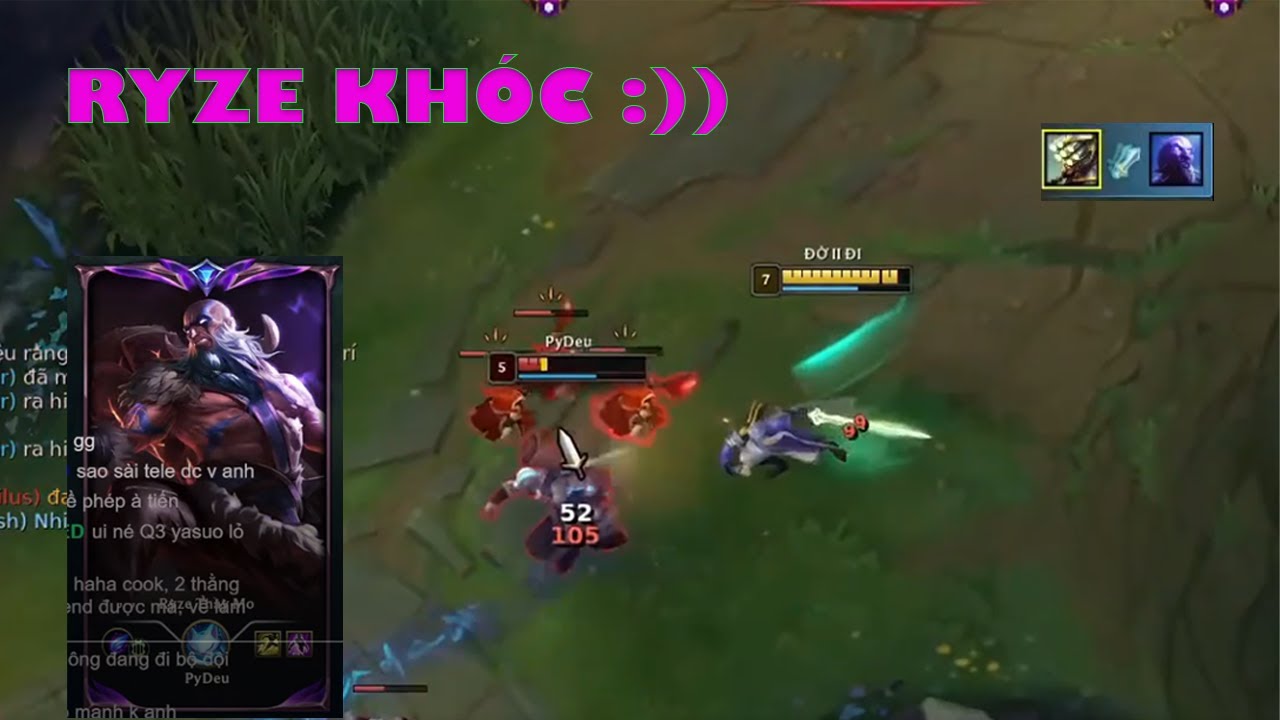 RYZE CAO THỦ VA CHẠM CỰU TOP 1 MASTER YI, TEAM BẠN ĐỘNG VIÊN RYZE RẤT NHIỀU !!!