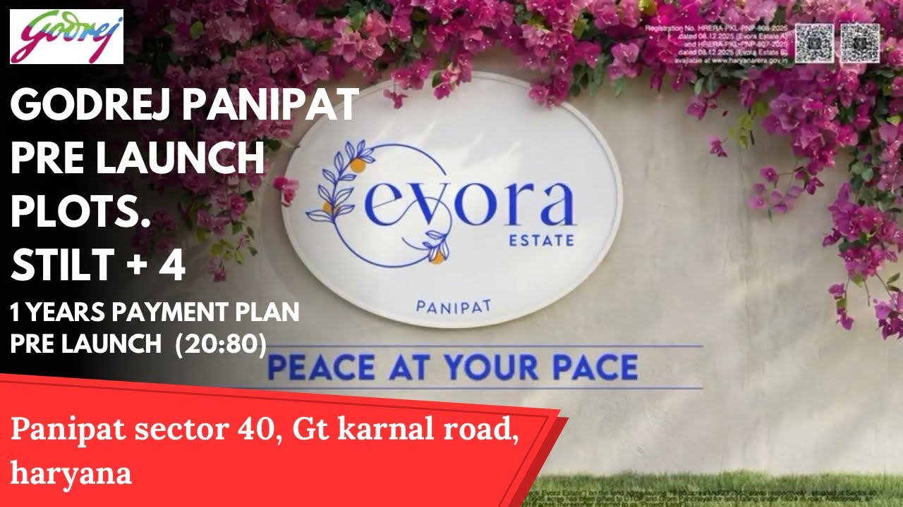 Godrej panipat plots ddjay pre launch plots  gt karnal road godrej evora estate sector40 20:80 plan
