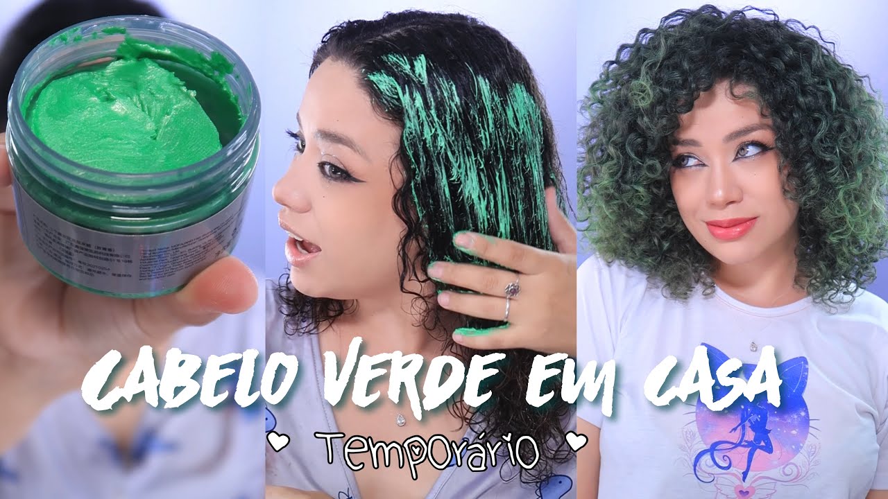Pintando o cabelo de verde em casa com creme colorido ✨☘️