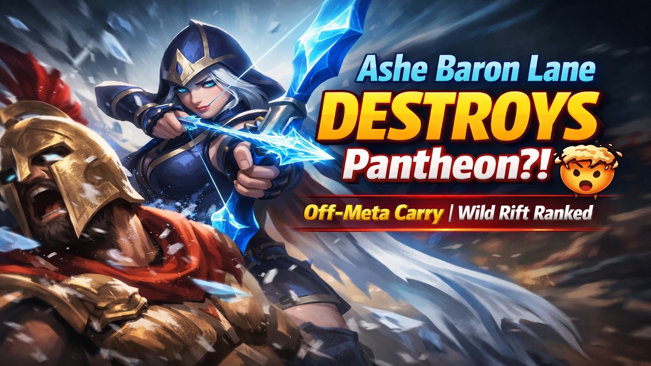 Ashe Baron Lane DESTROYS Pantheon?! 🤯 Off-Meta Carry | Wild Rift Ranked (Arctic Arrow)