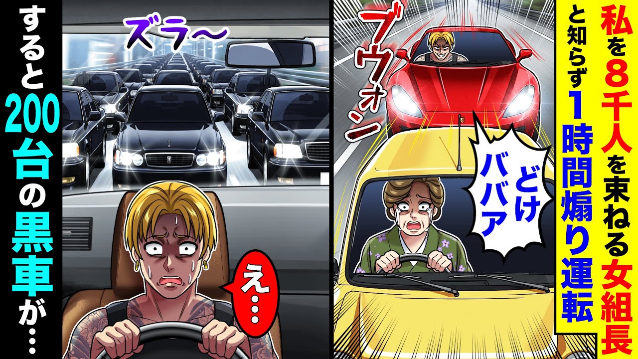 私を８千人を束ねる女組長と知らず１時間煽り運転され…→すると200台の黒車が…