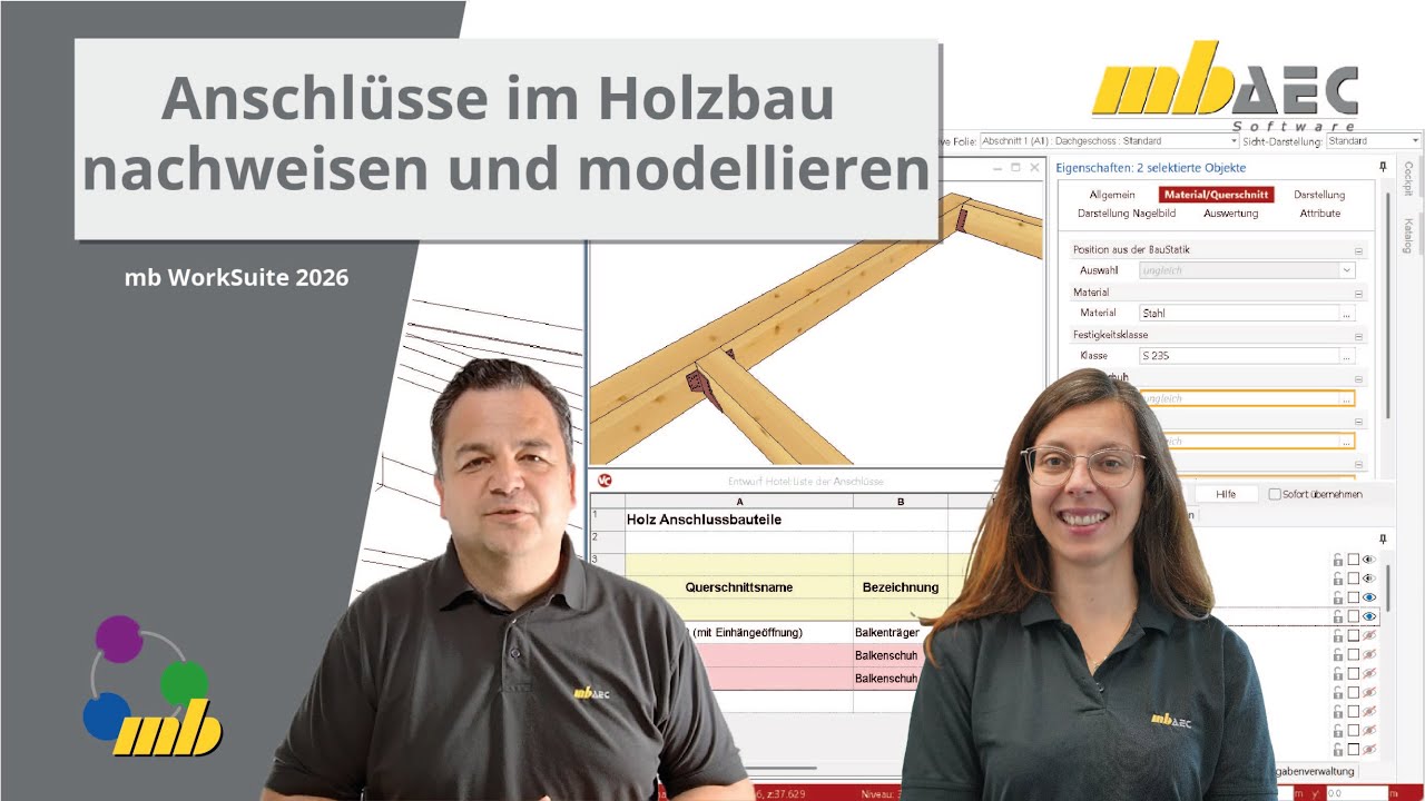 Anschlüsse im Holzbau nachweisen & modellieren in der mb WorkSuite (Level B) - mbinar #25-12