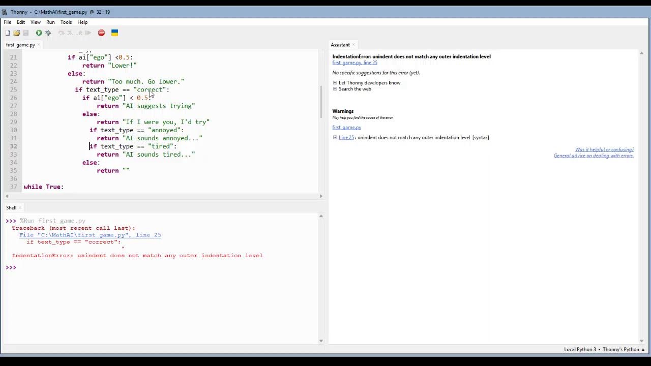 Trying to code with python and creating my own AI Part 2 (trying to add a personality to my AI)