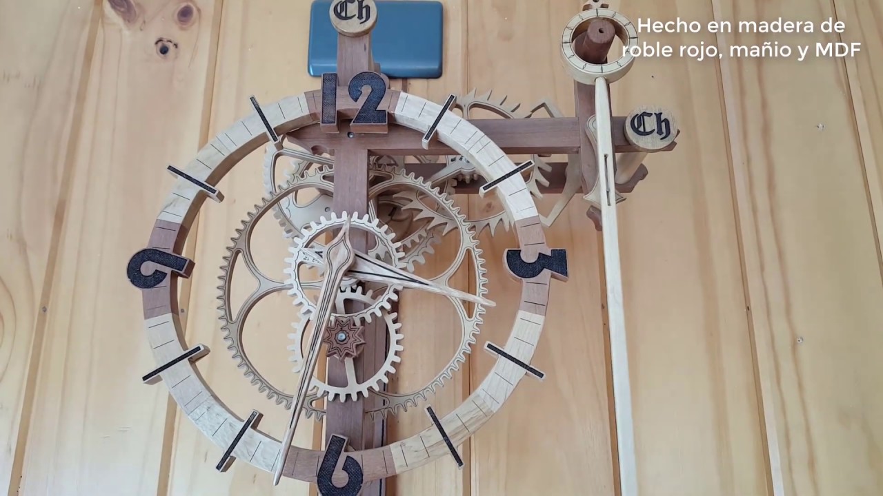 Relojes engranajes de  Madera (wooden clock), diseños y planos