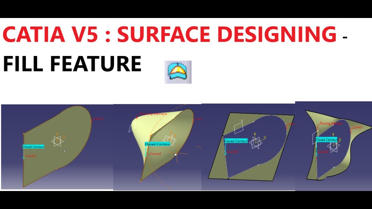 CATIA V5: ВИДЕО ПО ПРОЕКТИРОВАНИЮ ПОВЕРХНОСТИ 4 - ЭЛЕМЕНТ ЗАПОЛНЕНИЯ (СНАРУЖИ И ВНУТРИ)