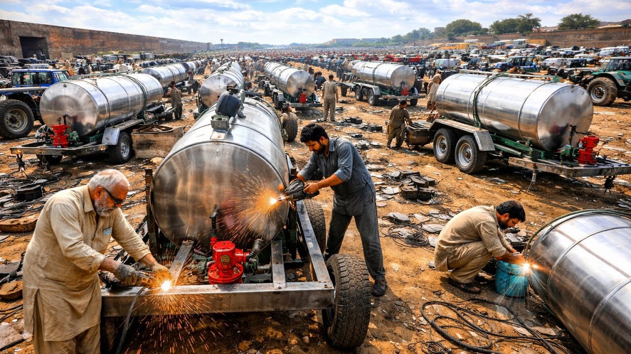 Amazing Skills of Pakistani Mechanics | Complete Process of Making a Heavy-Duty Tractor Water Tank