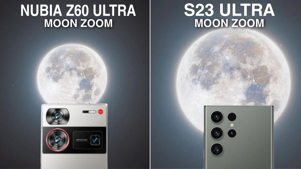 Сравнение Nubia Z60 Ultra и Samsung Galaxy S23 Ultra в режиме Live Moon Zoom.