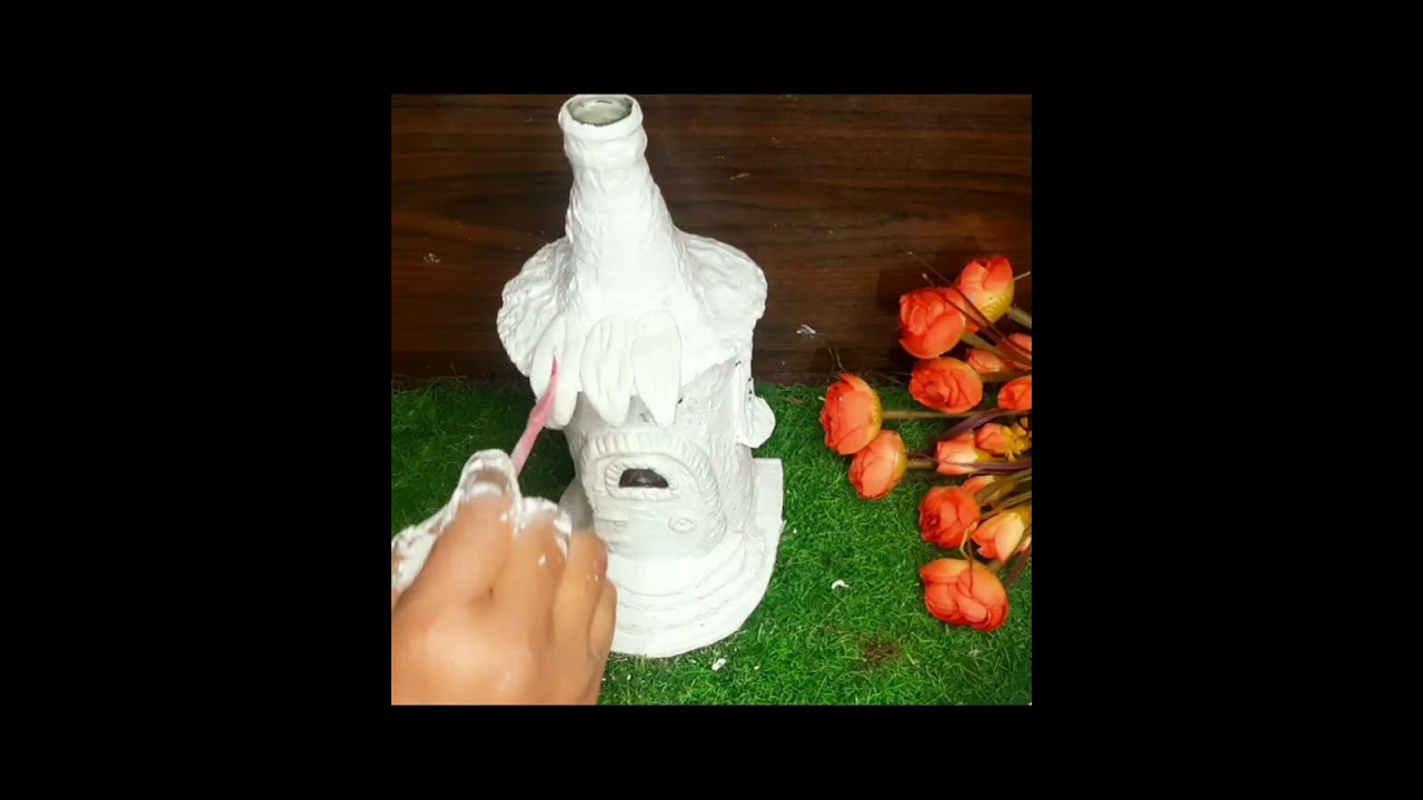 ❤️How to make a beautiful 3D glass bottle work#trendingshorts #shortvideo #diy #artscraft #wallputty