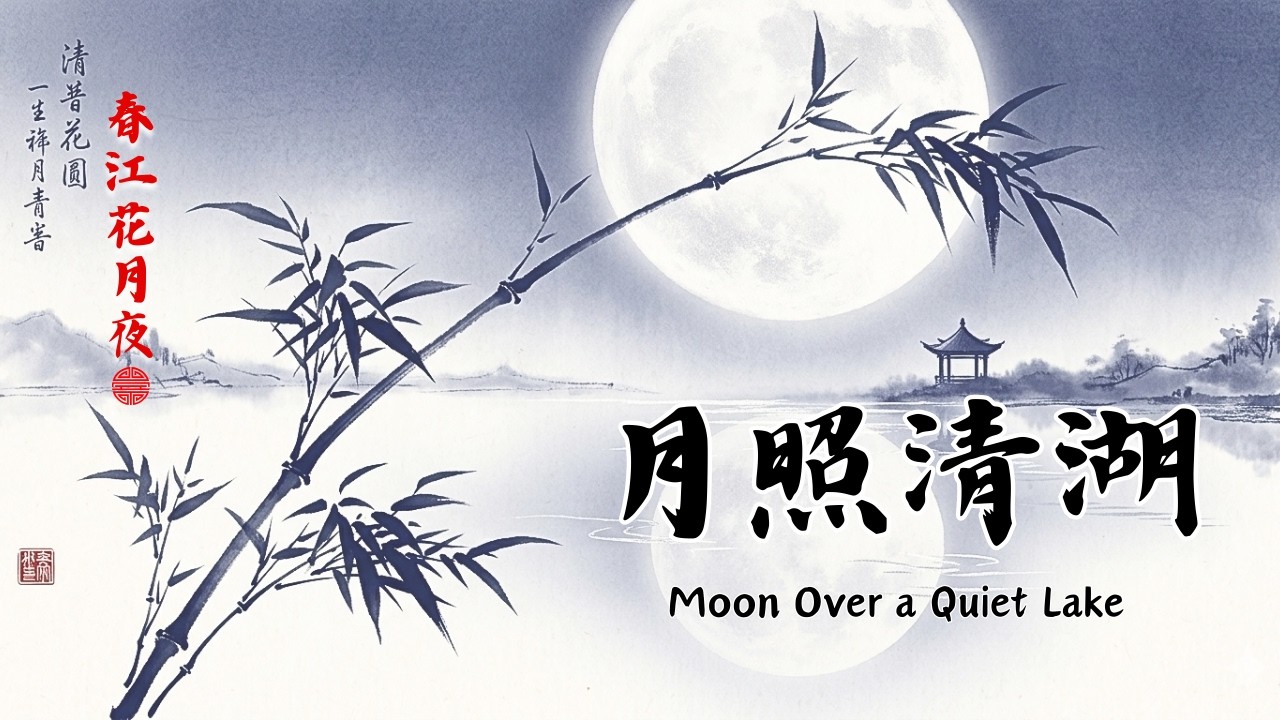 傳統中國風音樂🌙月照清湖 (Moon Over a Quiet Lake) | 1 Hour Chinese Zen Meditation| 靜心、助眠、冥想必聽 🌑 深度放鬆的古琴與洞簫演奏
