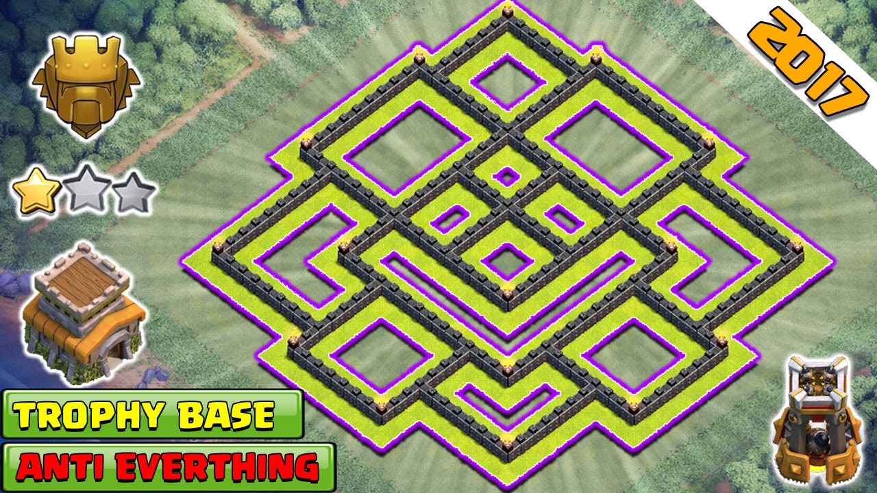 COC 2017 ♦ TH8 Trophy Base! 2017 ♦ Anti 2 & Anti 3 Star! TH8 Hybrid Base! 2017 ♦ Anti Eberything