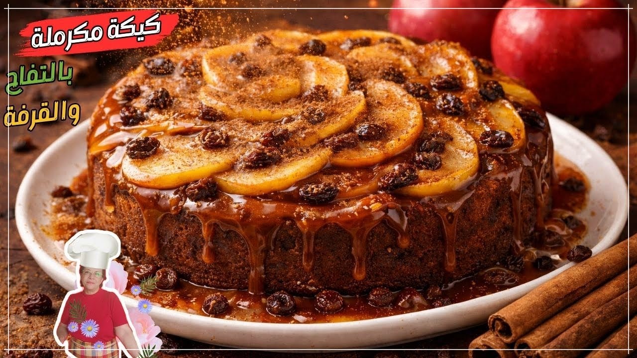 هل جربتم كيكة تفاح بلمسة الكراميل ورشة قرفة والزبيب؟ كيكة خريفية بمذاق خرافي | Apple Cinnamon Cake