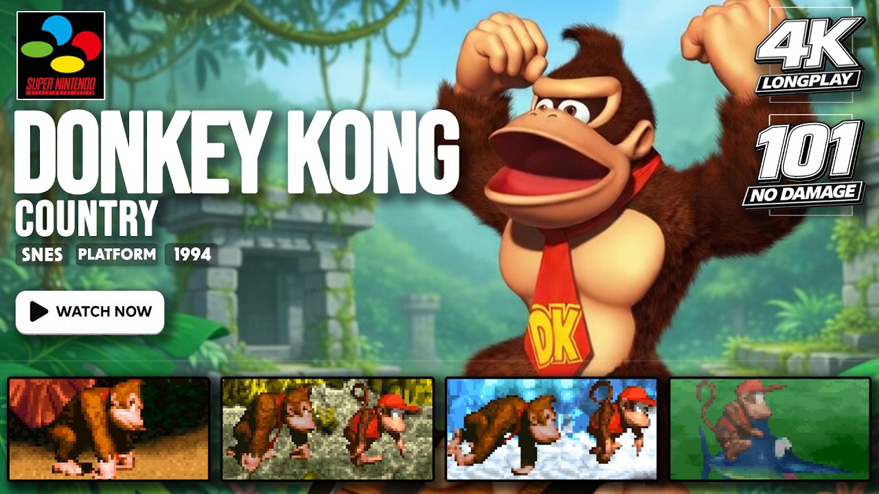 [101% & NO DAMAGE] Donkey Kong Country | SNES LONGPLAY | FULL GAME | 4K