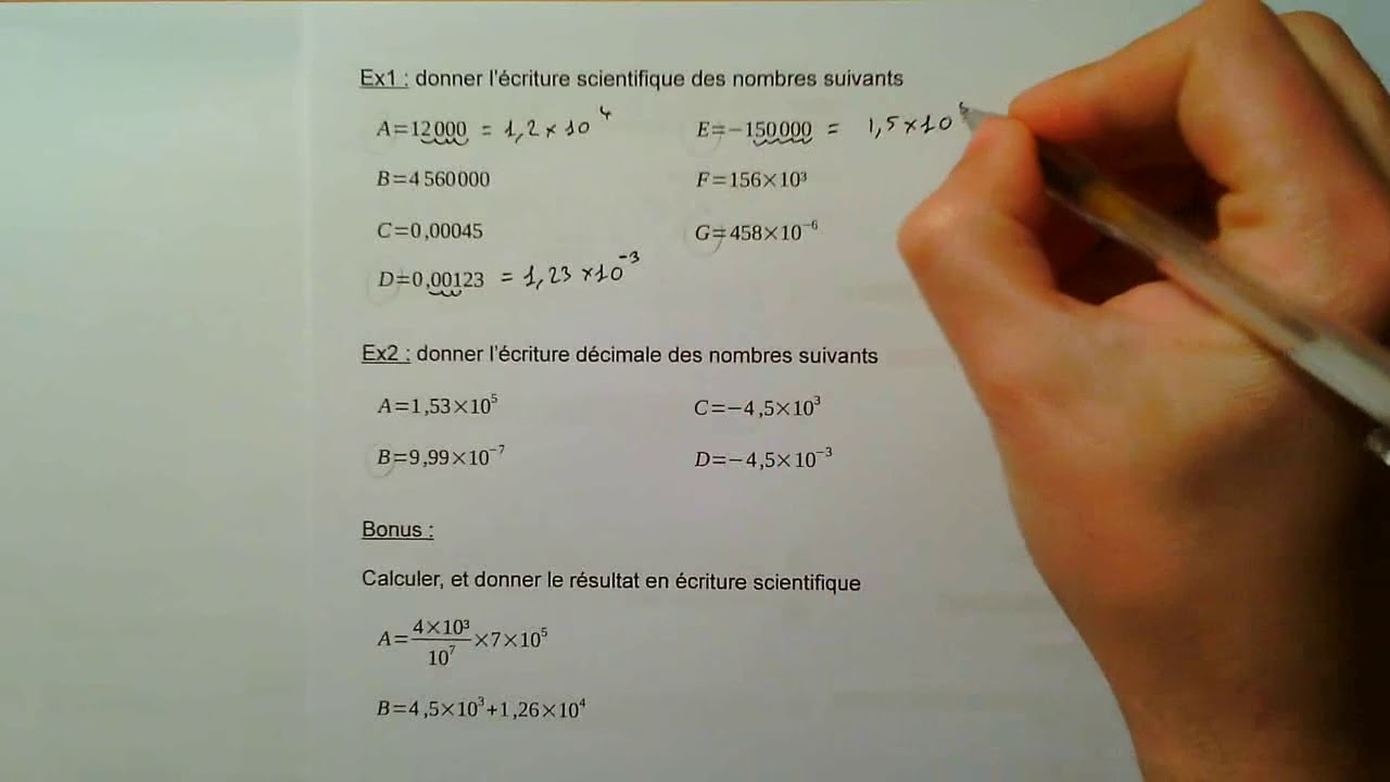 [3eme] Exercice Ecriture scientifique