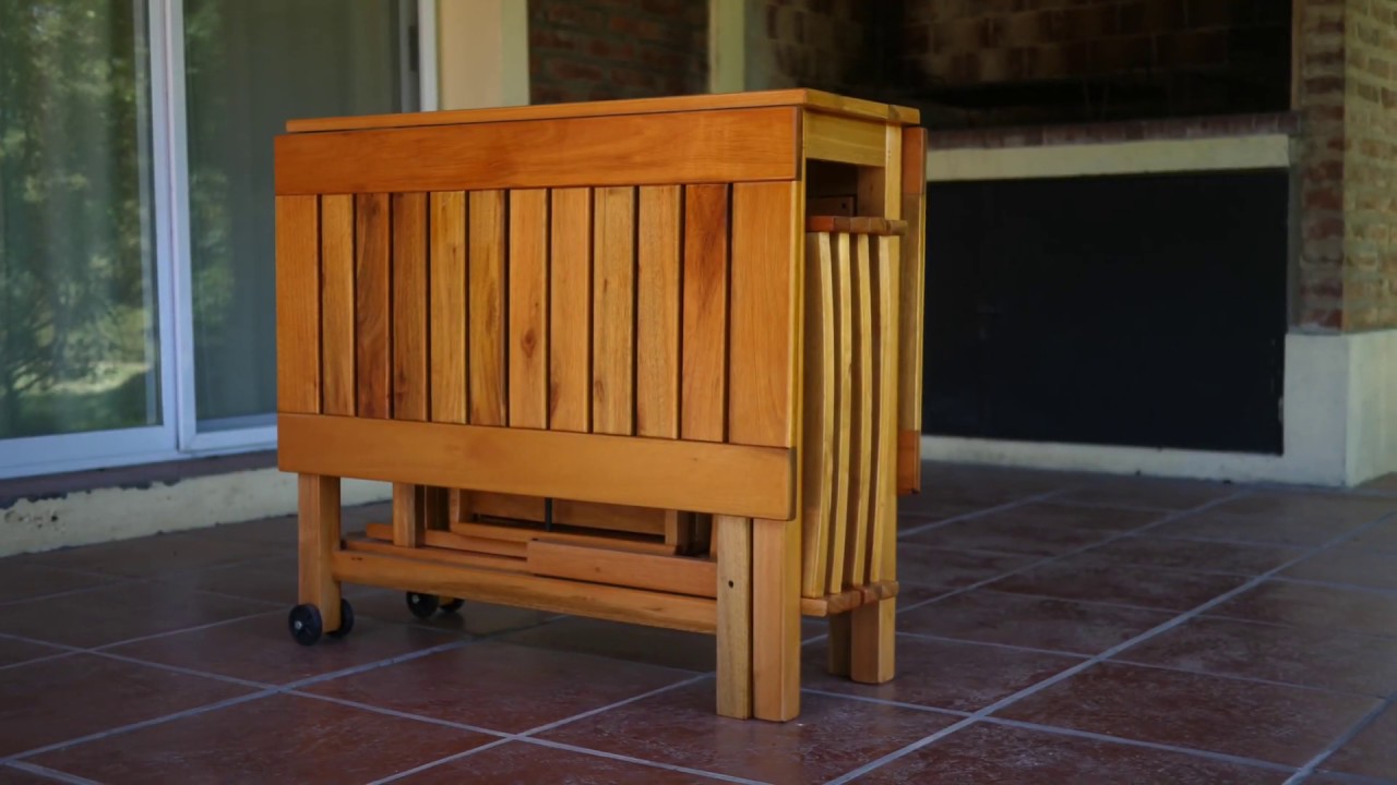 Mesa Libro Plegable Con 4 Sillas Plegables