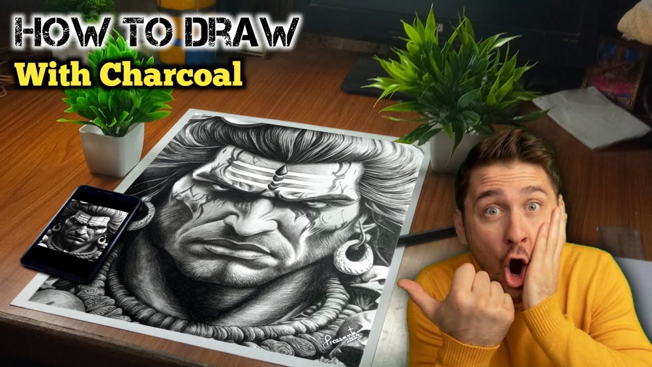 How to Draw with charcoal Tutorial 21+ hours hard work || Unexpected Result😱 #drawing #lordshiva