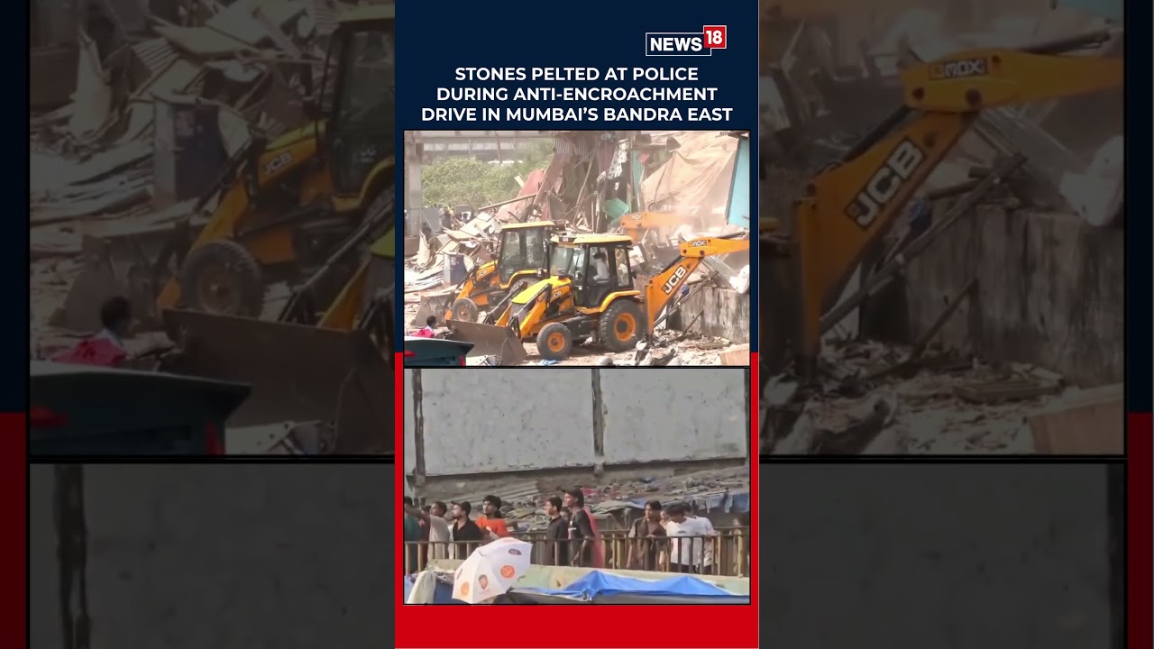 Tension Erupted In Mumbai&rsquo;s Area Of Bandra East During Western Railway Anti-Encroachment Drive N18S