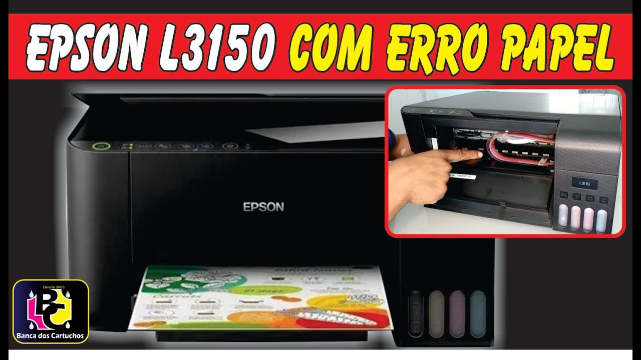 EPSON L3150 com erro de papel | Não puxa papel | Enrosca papel