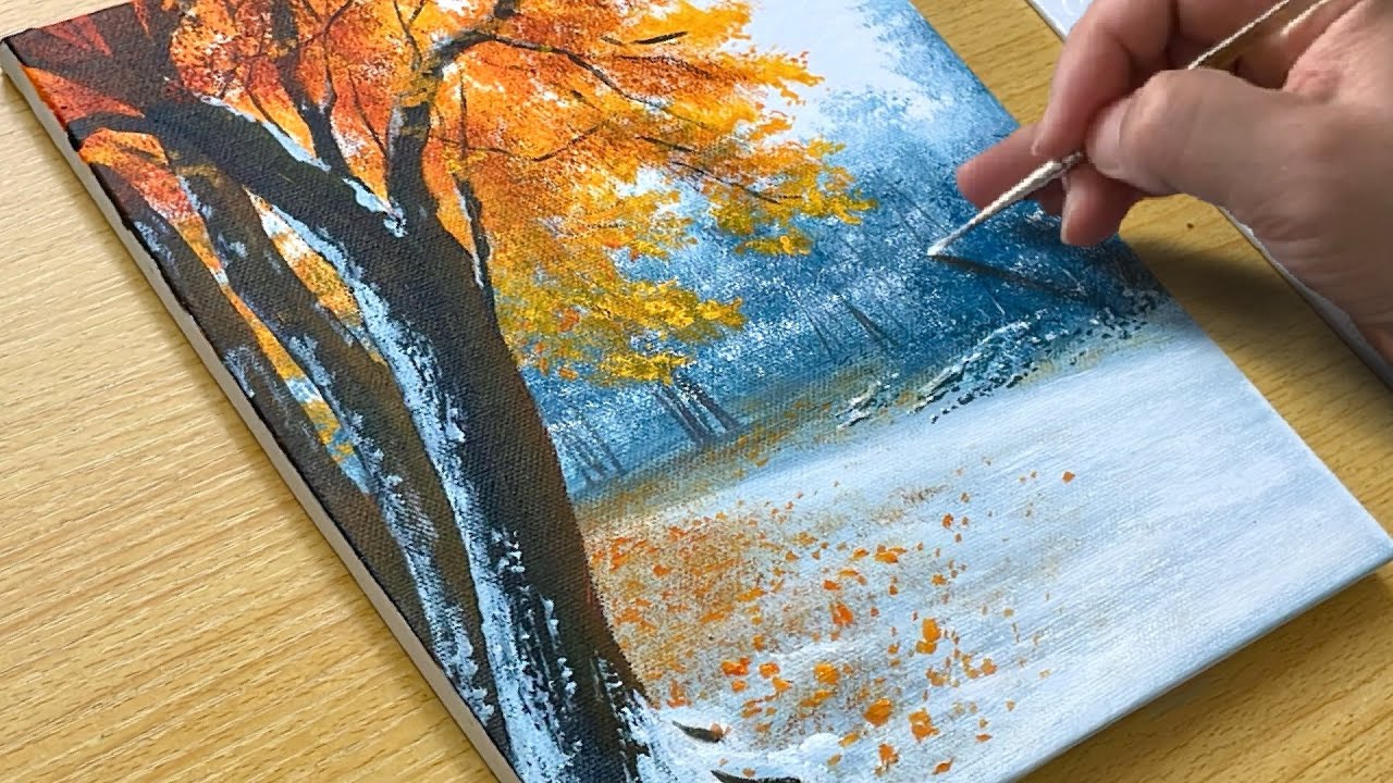 Easy Way to Paint Snowy Forest / Acrylic Painting for Beginners