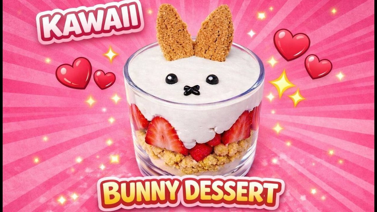 Kawaii Easter Bunny Dessert 🐰 Easy Strawberry Cup Dessert