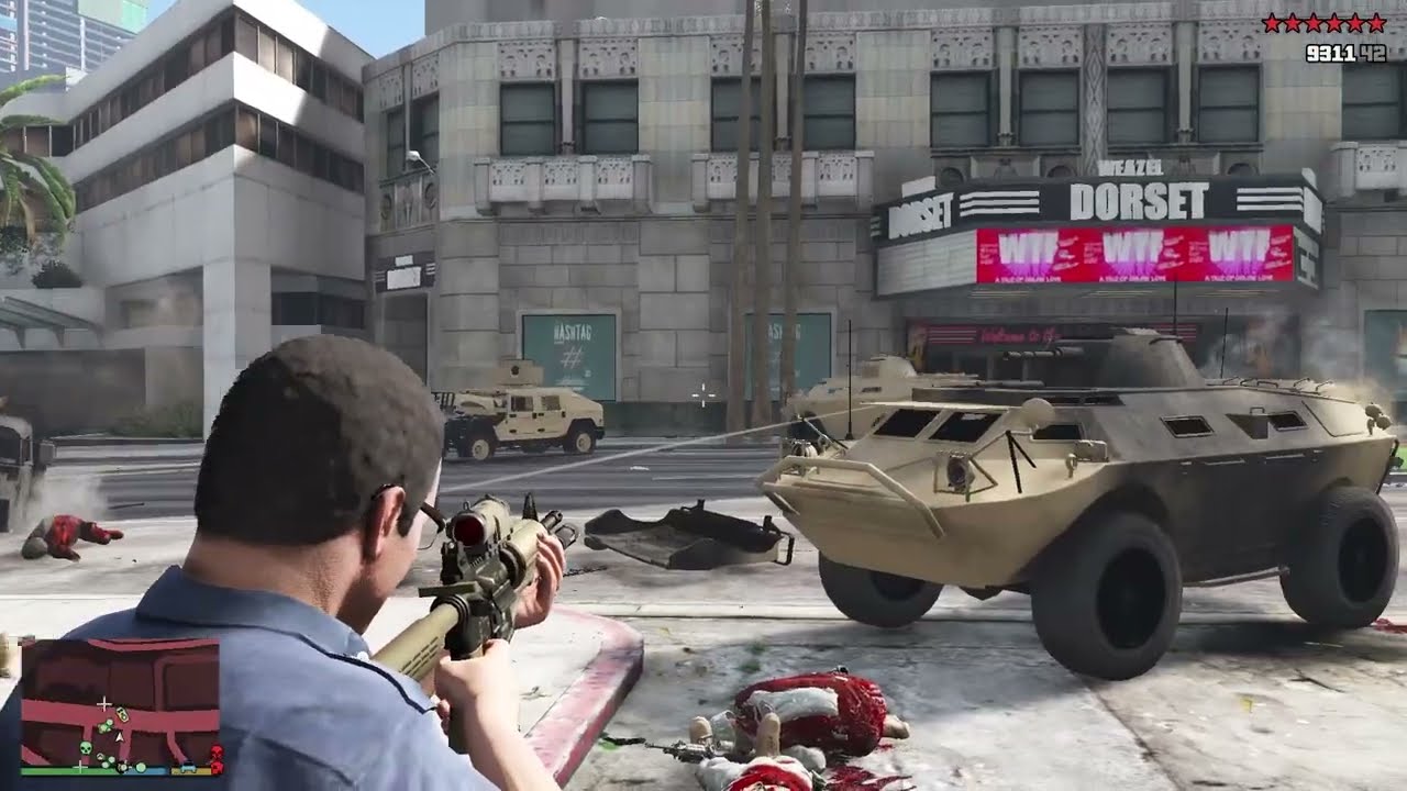 GTA V: Michael, Franklin, Trevor 10 Star Cop Battle + Escape #25