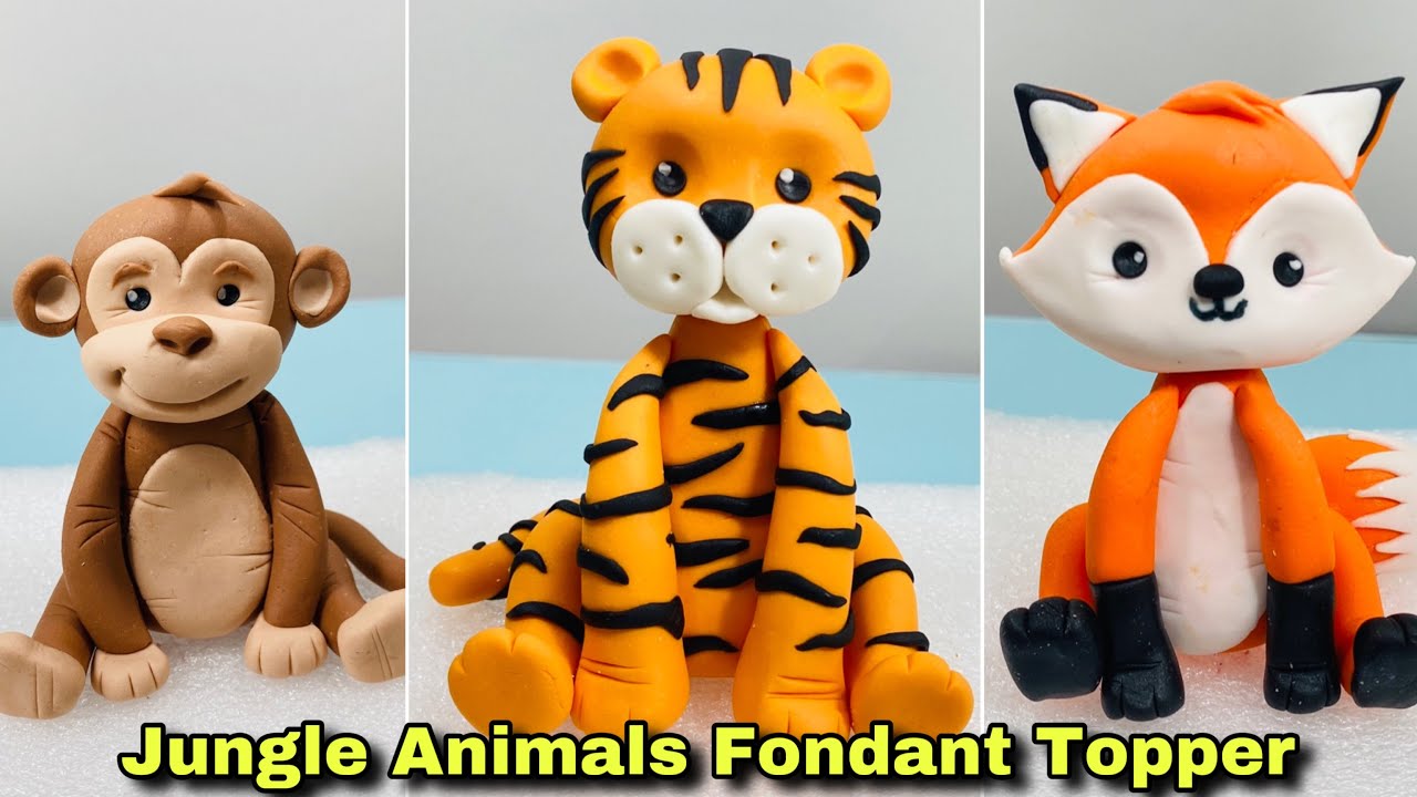 Quick & Easy Jungle Animals Fondant Cake Topper Tutorial