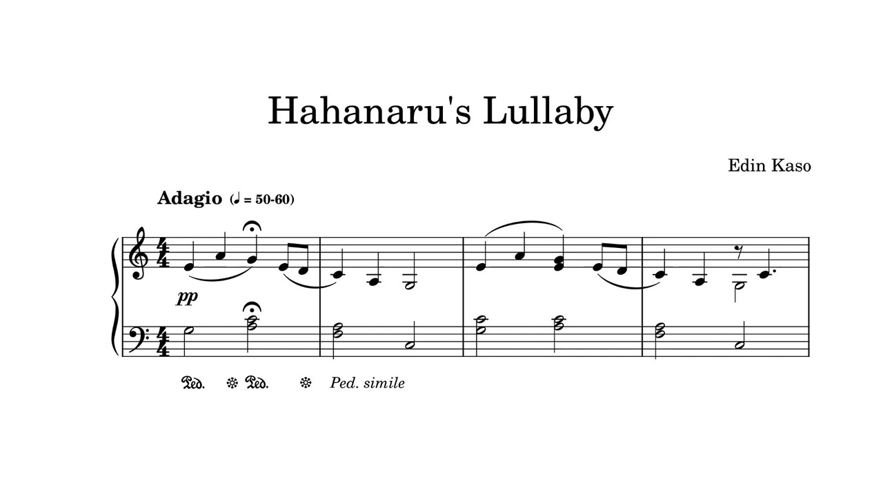 Hahanaru's Lullaby | Original Piano Composition (Sheet Music Video) - Edin Kaso