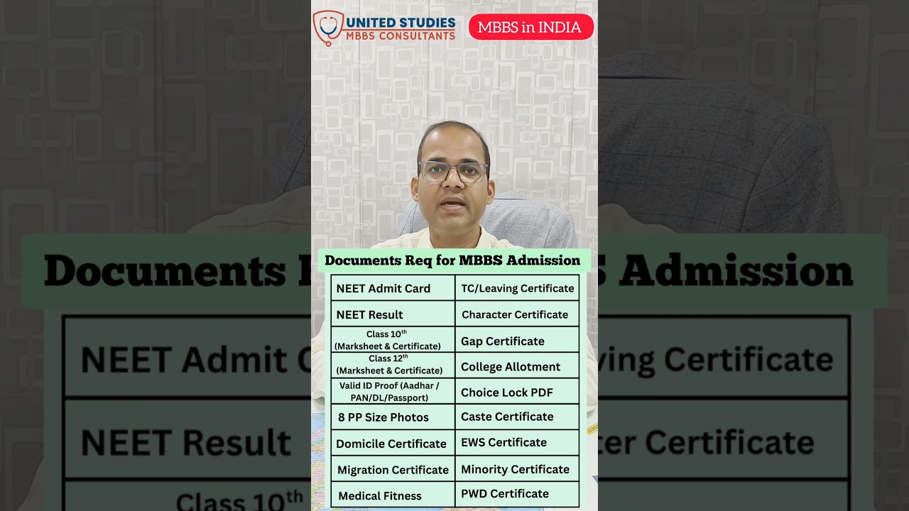 Documents Required for MBBS Admission in India NEET 2025 Counselling Guide