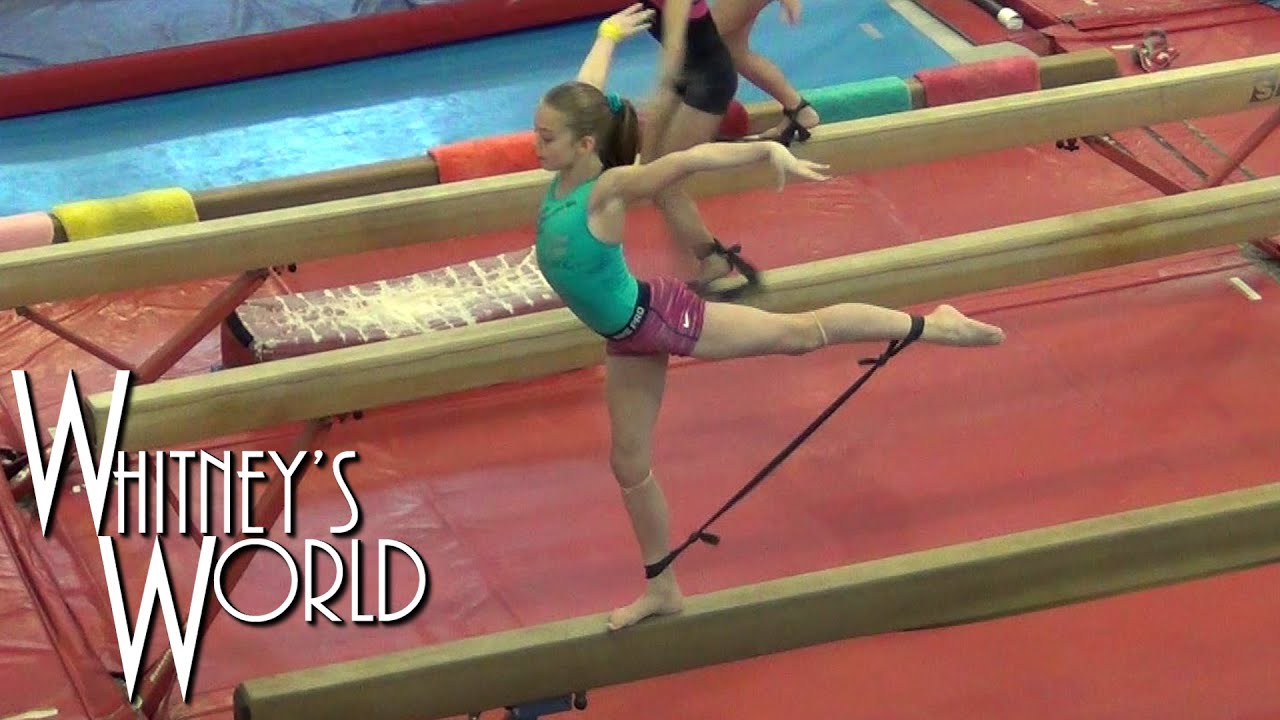 Bungee Cord Gymnastics on Balance Beam | Resistance Training | Whitney Bjerken