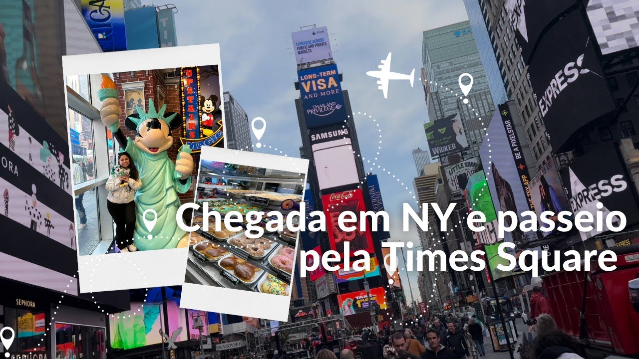 VIAGEM PARA NOVA YORK DIA 1 - Embarque, Salas Vips, Times Square, Best Buy e Five Below