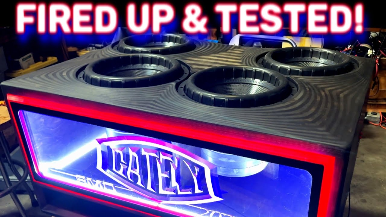 First Bass Test, How does it sound? 🔊 4 15" Carbon Fiber Subs in a big ported box powered up!