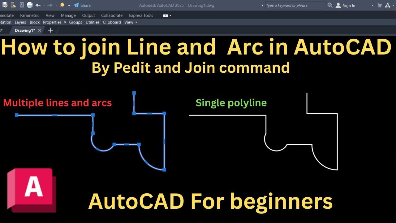 Как соединить линии и дуги в AutoCAD | Простой урок для начинающих