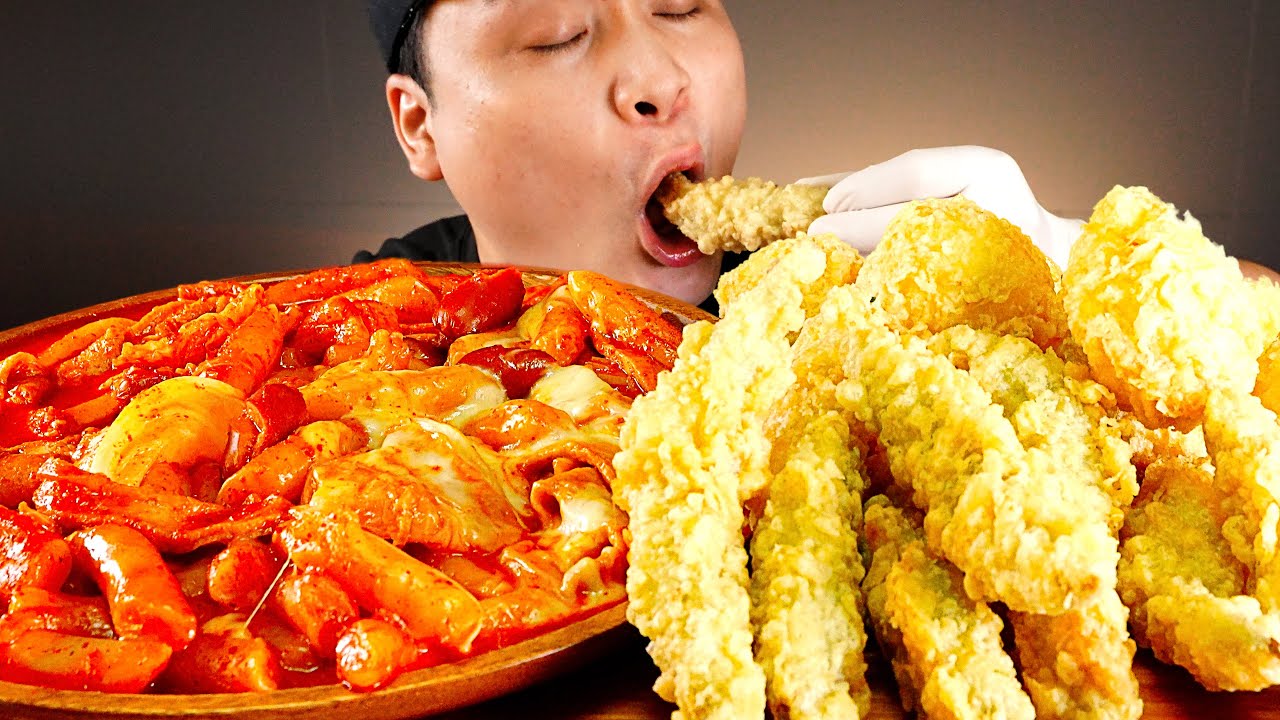 Причудливые токпокки, яичница, закуски, асмр, вкусная еда