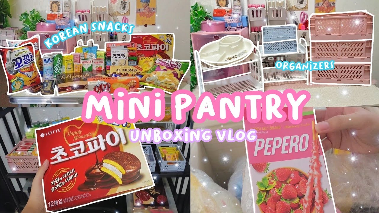 mini pantry 🍱 asmr unboxing korean snacks 🥨 organizers haul 🗃️ shopee haul 🍪