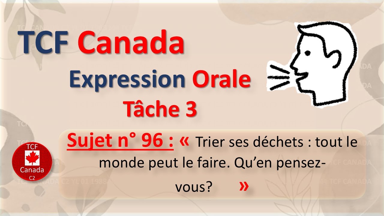 TCF Canada – Expression Orale Tâche 3 : Sujet 96 🇨🇦