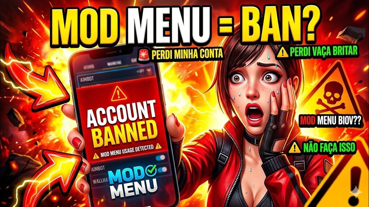 TESTEI MOD MENU NO FREE FIRE… E ISSO ACONTECEU 😱😱😱