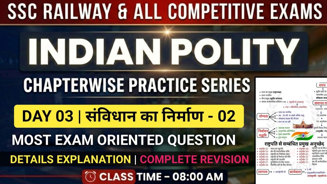 Polity Chapterwise Practice Series | Day 03 | संविधान का निर्माण | SSC Railway All Competitive Exam