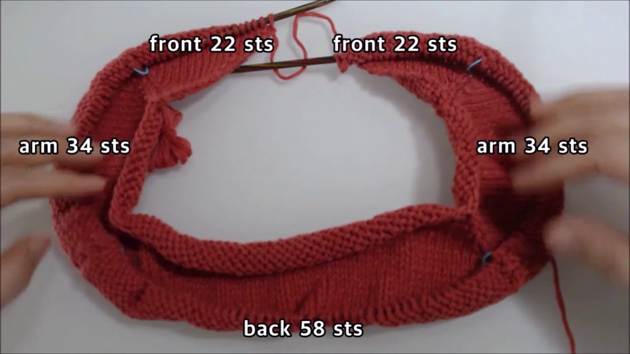 Basic Round Neck Top Down Pullover (1), 라운드넥 탑다운 스웨터 뜨기 (1)