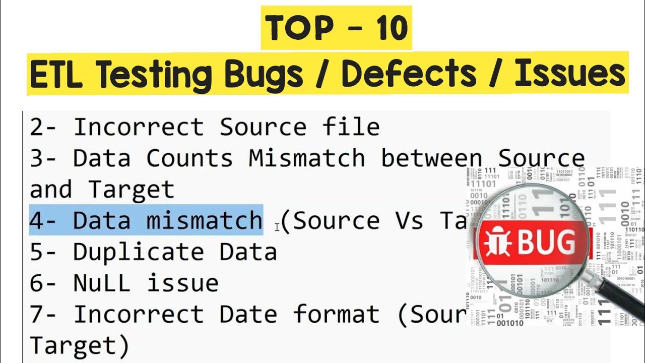 10 основных ошибок тестирования ETL | Дефекты | Проблемы #etltesting @testerhoon28