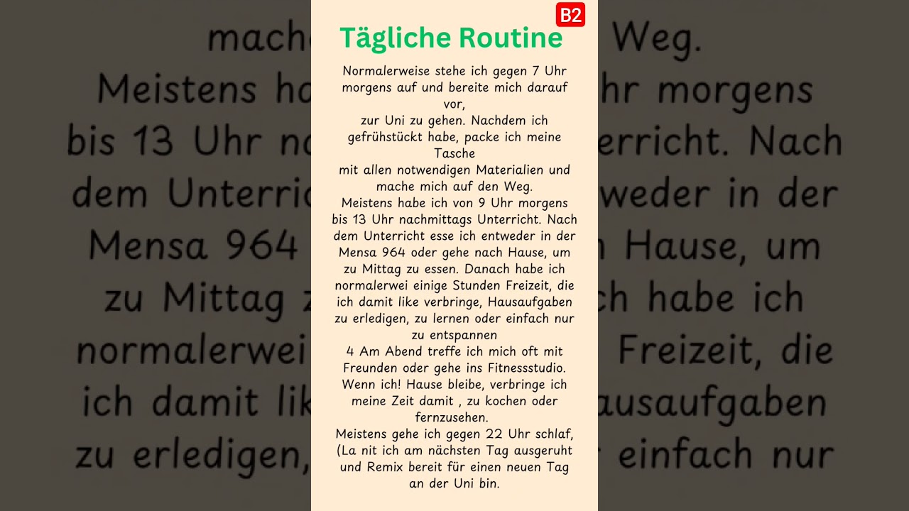 t&auml;gliche Routine b2#learngerman #deutschlernen #deutsch#german #germanlanguage #germany#deutschkurs
