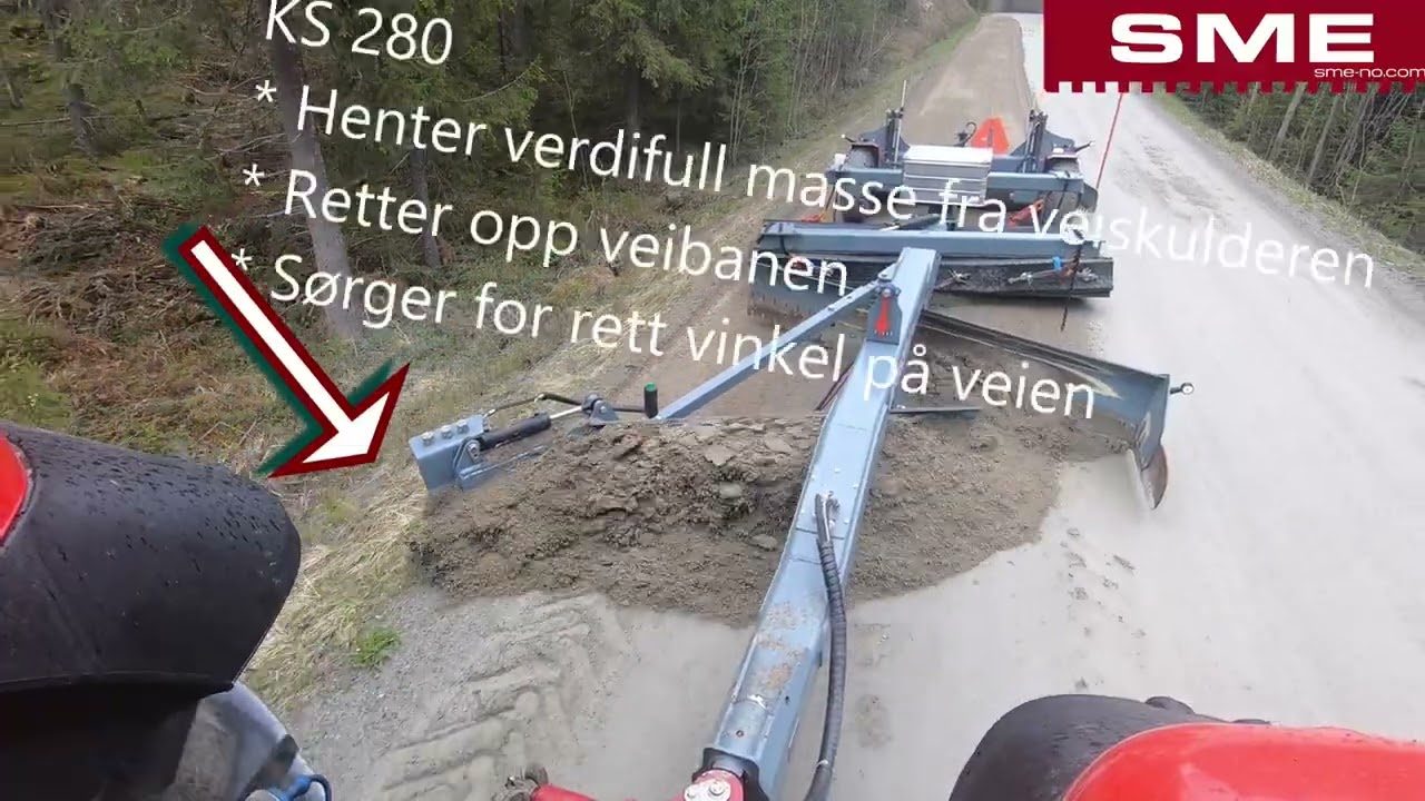 SME Kombiskrape 280 V&aring;r 2023, vedlikehold av grusvei, gjenbruk av masse