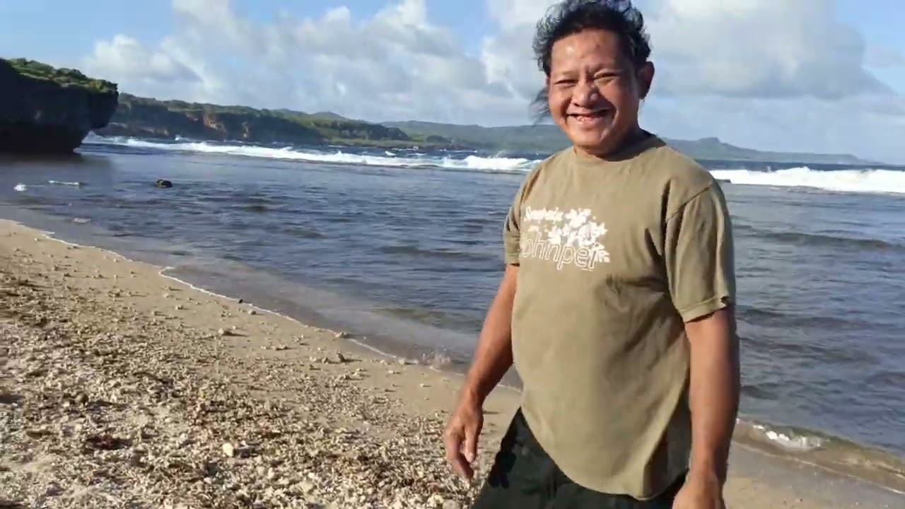 Uncle ray walks around the beach