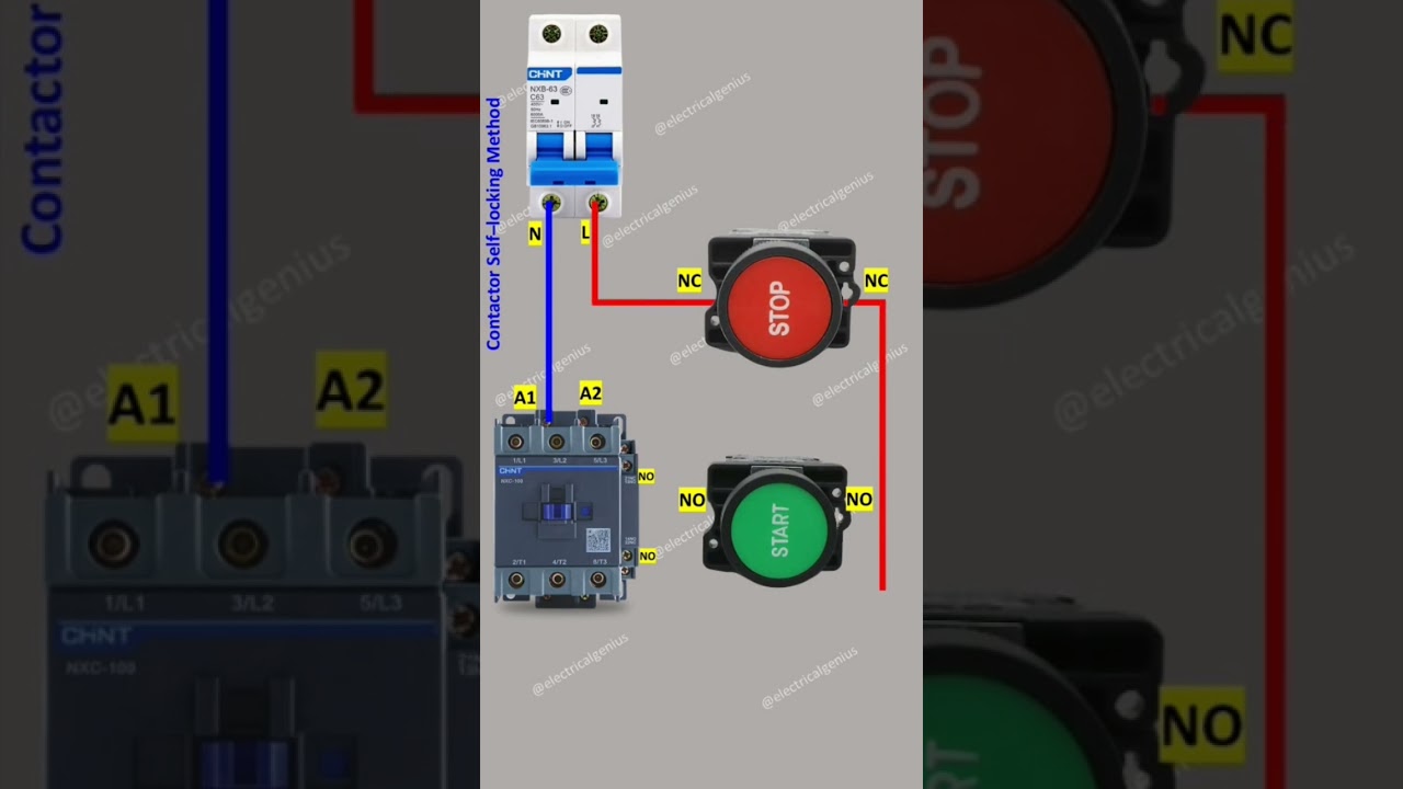 Contactor Holding | Contactor Self-Locking Diagram | contactor wiring diagram | @Electricalgenius