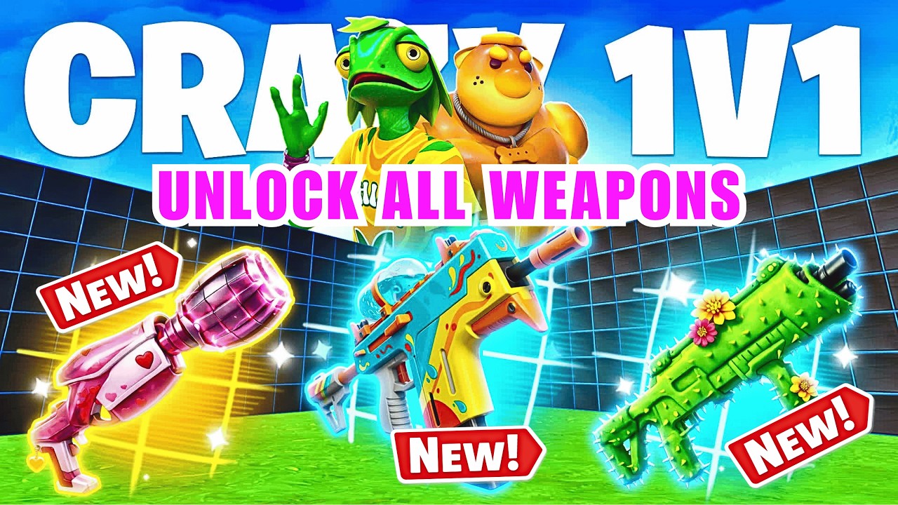 UNLOCK ALL NEW WEAPONS CRAZY 1V1 FFA ALL GUNS & RIDES MAP FORTNITE CREATIVE -  PART 50 @hozzy hozzy