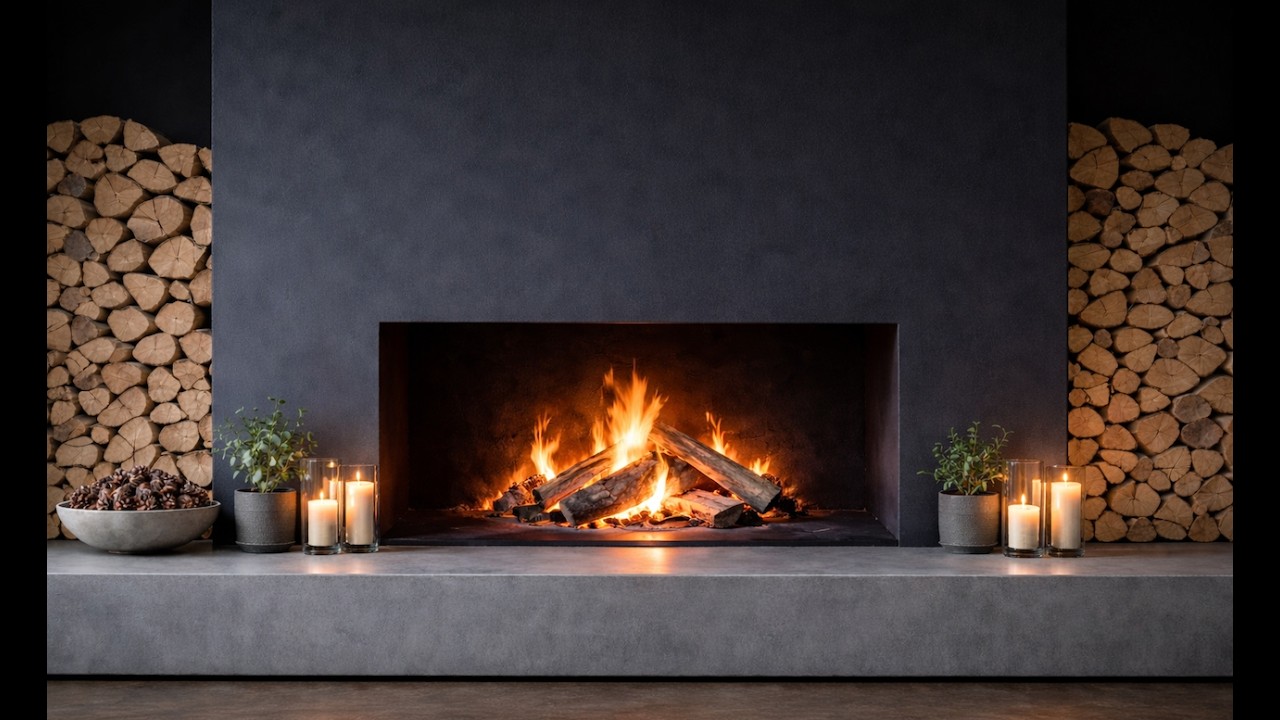 4K 10 Hour Modern Fireplace🔥 | Real Crackling Fire Sounds | No Music | Cozy Minimal Ambience