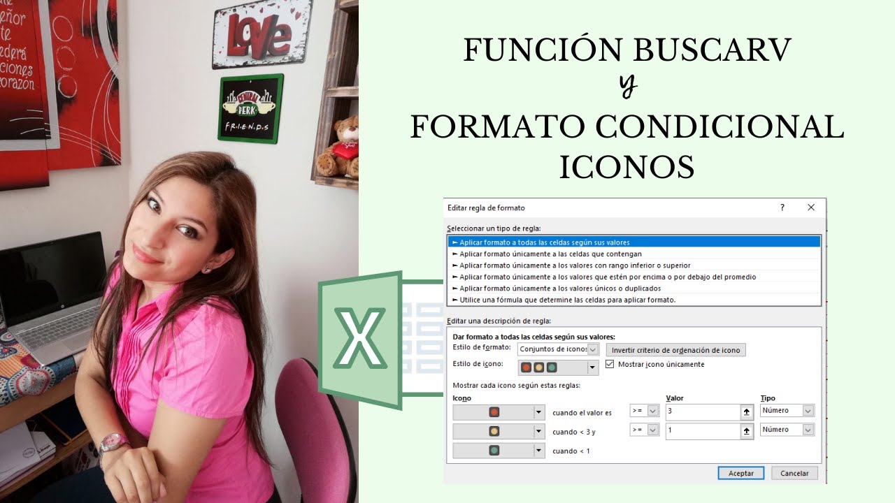 Función BUSCARV concatenada y FORMATO CONDICIONAL CONJUNTO DE ICONOS