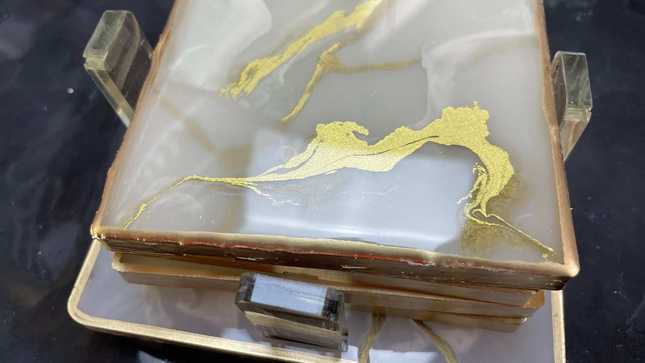 #450-Marble Kintsugi coasters