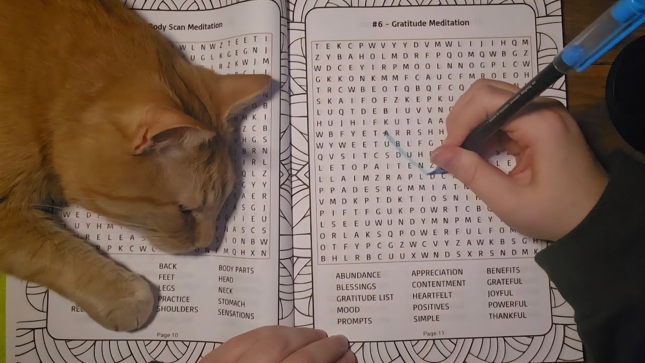 ASMR Relaxing Word Search with my Cat | Puzzle Book | Whispering | Cozy