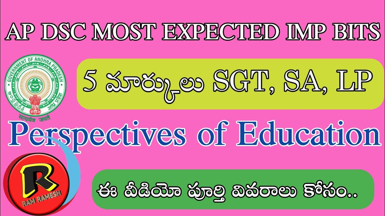 Perspectives of Education Ap Dsc Most Expectd Imp Bits 2018