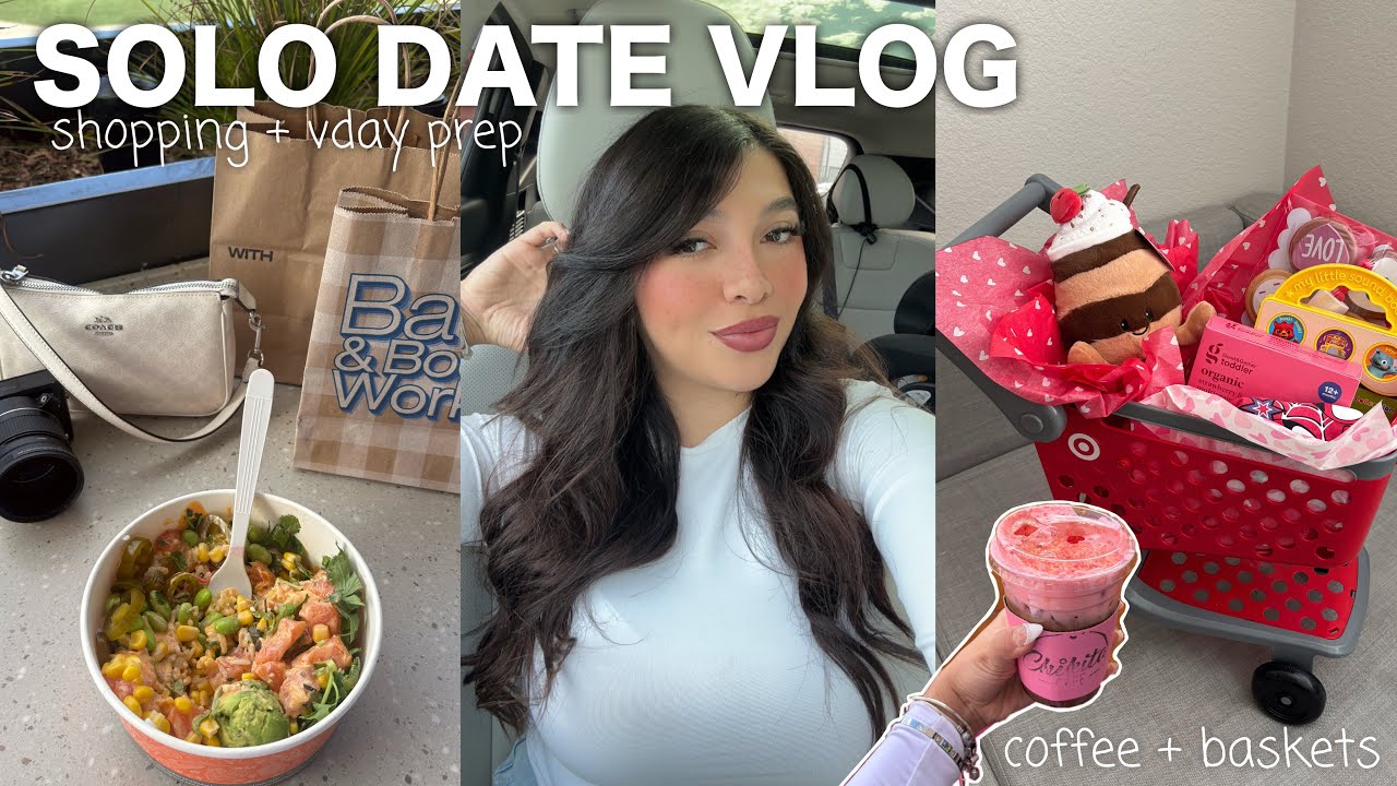 SOLO DATE VLOG 💌✨🍰 🎀valentine’s day basket + new coffee shop + treating myself + target + self love 